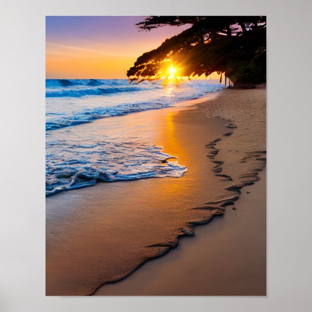 Impressão de poster Wall Art Tropical Beach Sunset (Frente)