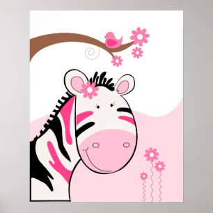 Impressão de Poster Zebra (preto/rosa) da Phoebe