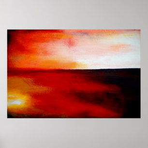 Impressão de Retângulo Vermelho Abstrato Horizonta
