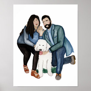 Impressão de Retrato Casal de Casamento de noivado