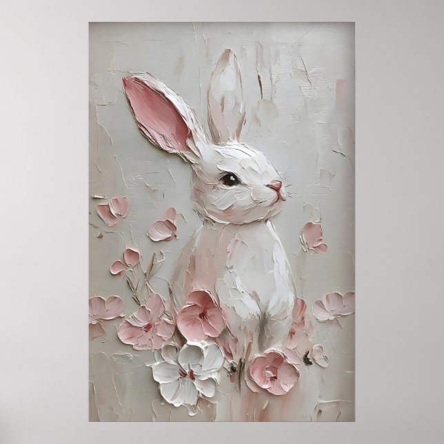 Impressão de retrato de coelho Bunny Flor, Páscoa (Frente)