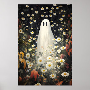 Impressão de Retrato Fantasma Floral, Óleo Gótico 
