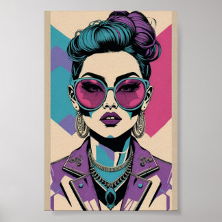Impressão de retrato neon elegante para feminino m
