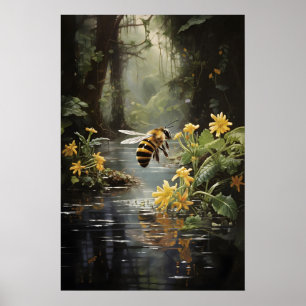 Impressão de Rio de Flor com Abelha, Arte de Pared