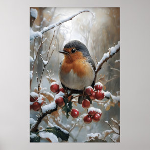 Impressão de Robin de Natal, Arte de Pássaro de In