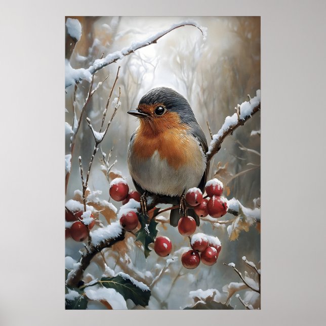 Impressão de Robin de Natal, Arte de Pássaro de In (Frente)