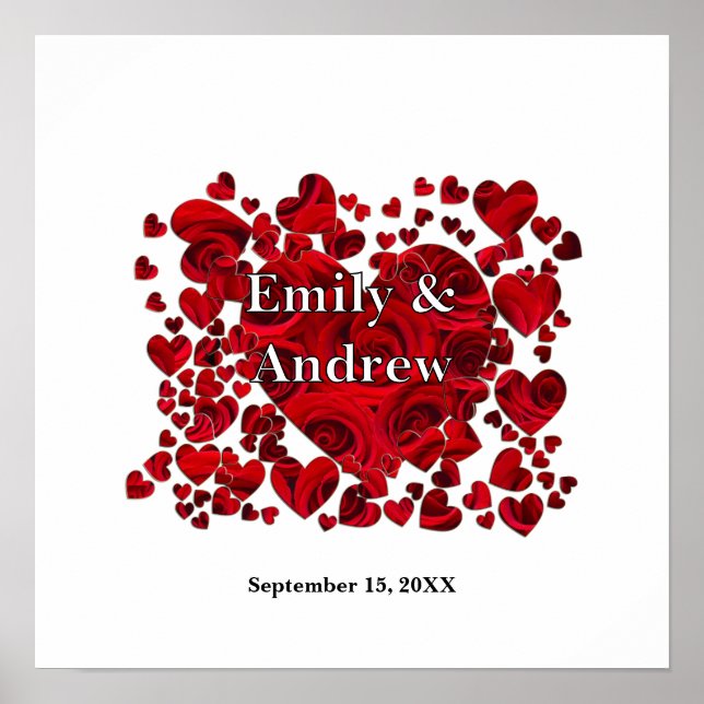 Impressão de Rosa de Coração de Noiva e de Groom (Frente)