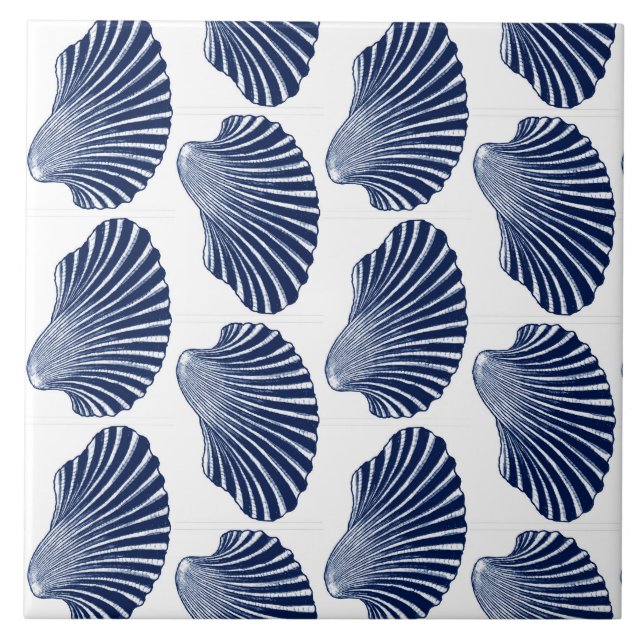 Impressão de Shell Scallop, Indigo e Branco (Frente)