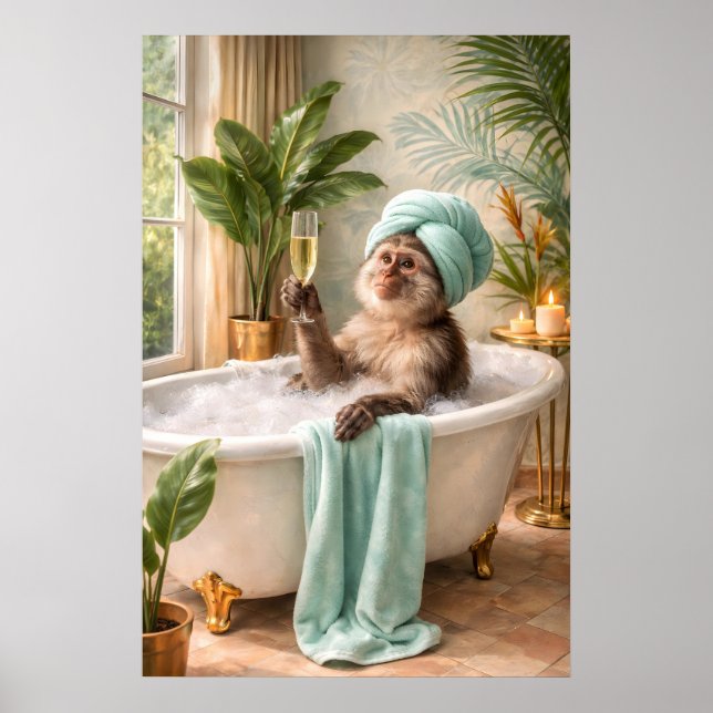 Impressão de Spa de Macaco, Arte de Parede de Banh (Frente)
