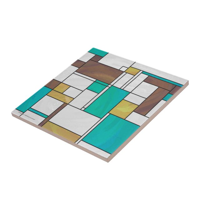 Impressão de Teal Amarelo Mondrian (Lateral)