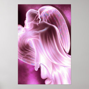 Impressão de tela de anjo rosa majestosa