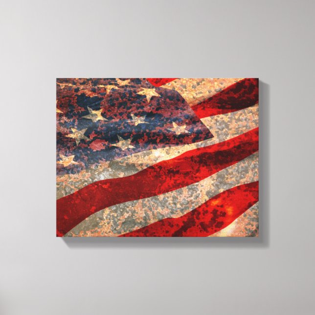 Impressão de tela de bandeira americana lesada (Frente)