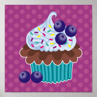 Impressão de tela de Cupcake Blueberry