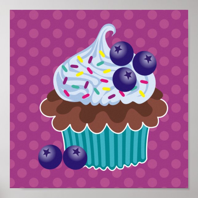 Impressão de tela de Cupcake Blueberry (Frente)