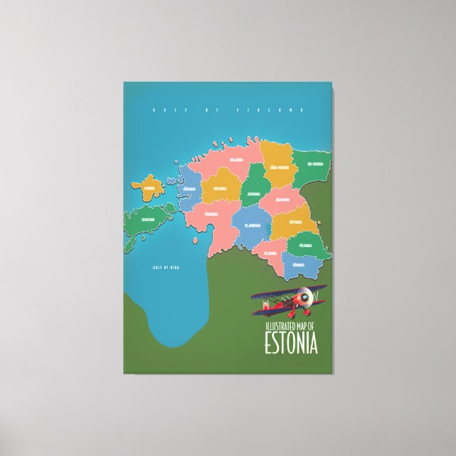 Impressão de tela de mapa de poster de Viagens vin (Frente)
