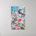 Impressão de tela de pintura de primavera Sparrows<br><div class="desc">Aquarela - Coragem</div>