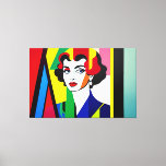 Impressão de tela de retrato de pop Art<br><div class="desc">Apresentando nossa vibrante pintura a óleo de canvas, com um retrato colorido de uma pop-arte inspirada no estilo icônico do pop Roy Lichtenstein. Essa pintura captura a essência do movimento pop com cores ousadas, elementos gráficos e estética inspirada em quadrinhos. O retrato mostra uma mulher com traços exagerados e uma...</div>