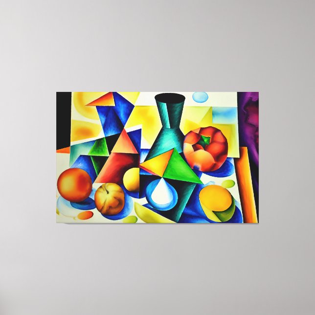 Impressão de Tela de Vida Estática Cubista (Frente)