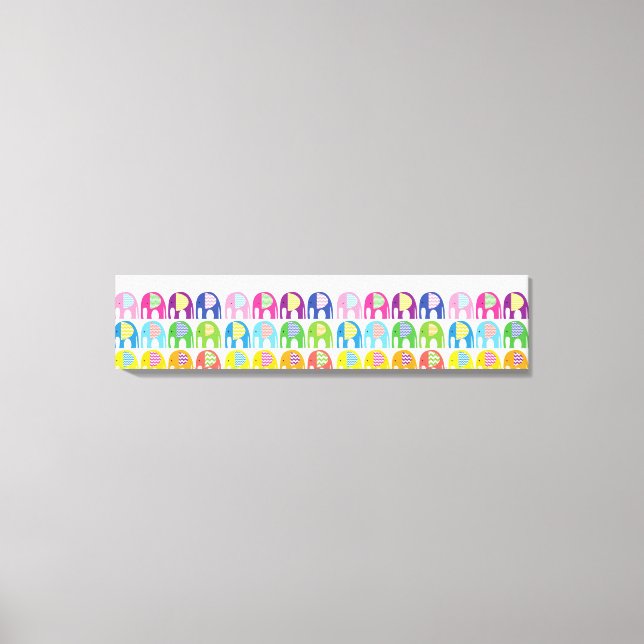 Impressão de tela - Elefantes com várias cores (Frente)