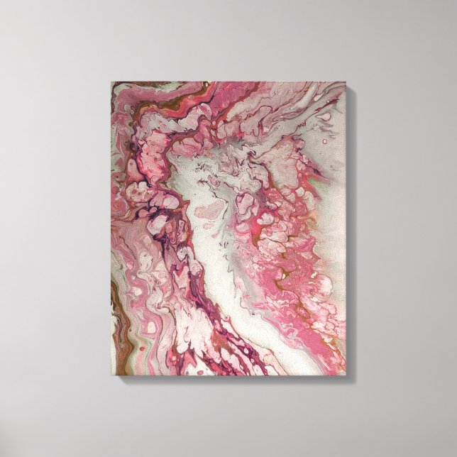 Impressão de tela em mármore fluido abstrato rosa  (Frente)