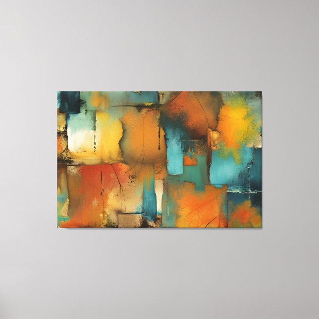 Impressão de tela estendida com abstrato de patch  (Frente)