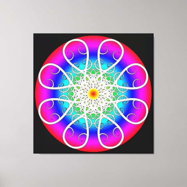 Impressão de tela estendida com abstrato Flores (Frente)