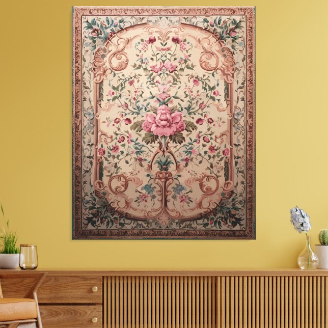 Impressão de Tela Esticada do Rug Floral Persa Ele (Insitu(Sala de estar))