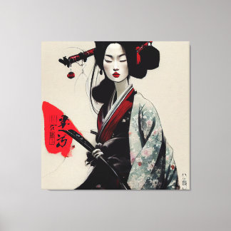 Impressão de tela esticada em Geisha Japonês