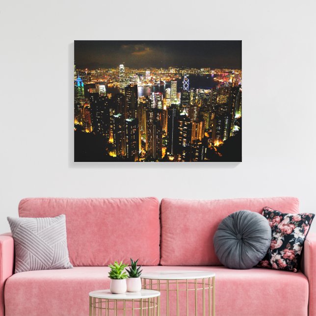 Impressão de tela Skyline em Hong Kong (Insitu(Sala de estar))
