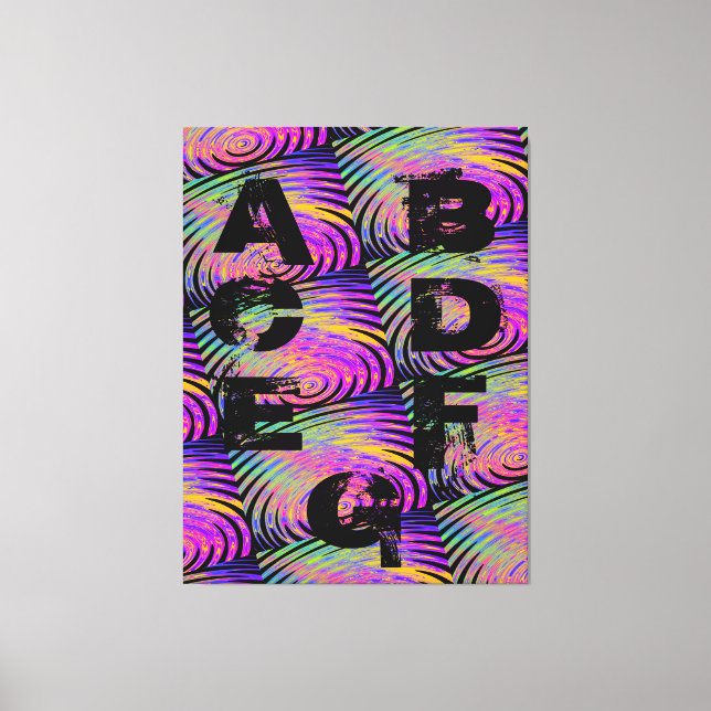 Impressão de Telas Moderno - NEGRO - PURPL-VERDE-M (Frente)