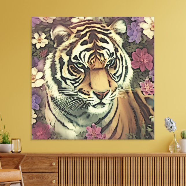 Impressão de Tigre Decorativo (Insitu(Sala de estar))