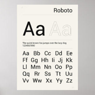 Impressão de Tipografia Roboto Font