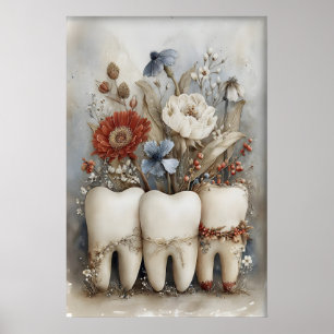 Impressão de Três Dentes Caprichosa, Berçário Flor