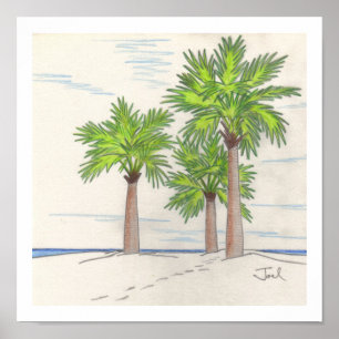 IMPRESSÃO DE TRÊS PALMS (11"x11")
