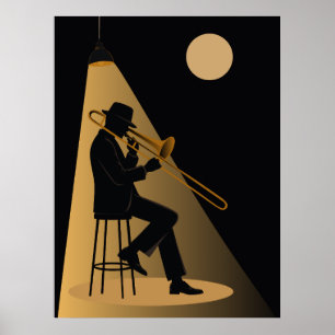 Impressão de Trombonista de Jazz Jazz Vintage