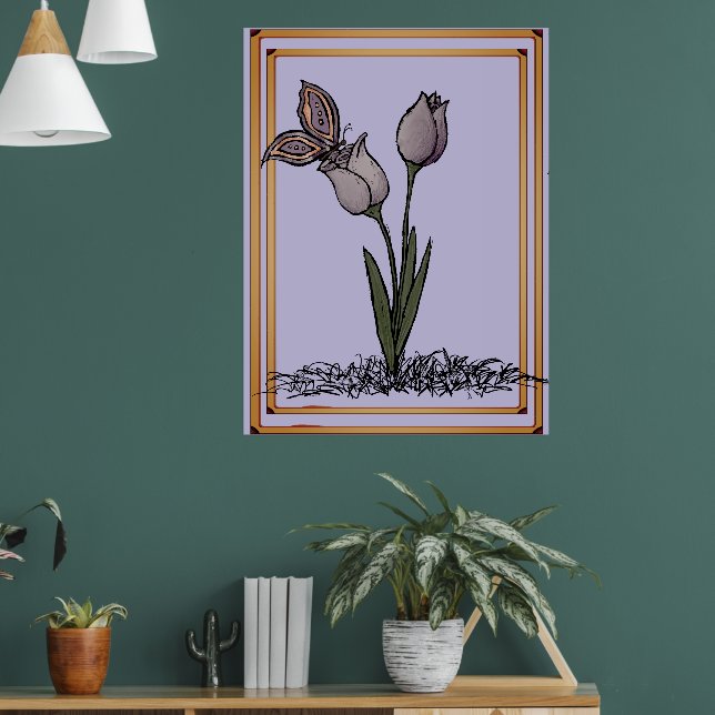 Impressão de Tulipas Borboleta, Cartaz (Sala de Estar 1)