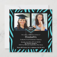 Impressão de Turquoise Zebra de Convite para Gradu