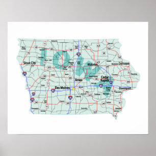 Impressão de um estado a outro do mapa de Iowa