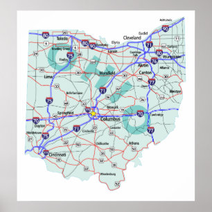 Impressão de um estado a outro do mapa de Ohio