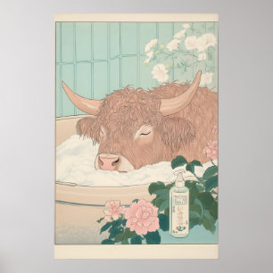 Impressão de Vaca das Terras Altas Ukiyo-e Arte de