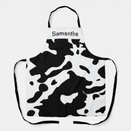 Impressão de Vaca em Branco Preto e Apron Personal