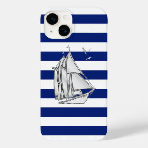Impressão de veleiro Chrome em listras Navy