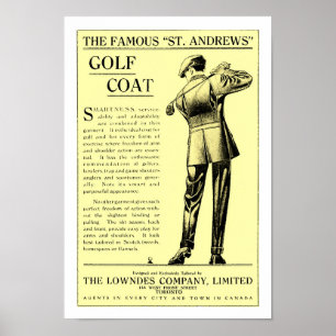 impressão de Vestuário de Golfe de 1915