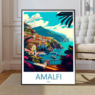 Impressão de Viagem Amalfi, pôster de viagem da co