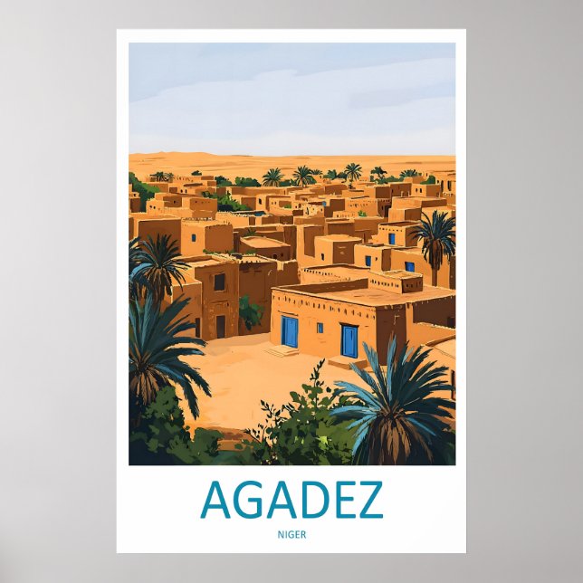 Impressão de Viagem de Agadez Parede de Agadez Níg (Frente)