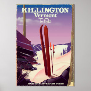 Impressão de viagem de esqui Killington, Vermont.