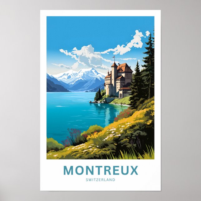 Impressão de viagem do Montreux Suíça (Frente)