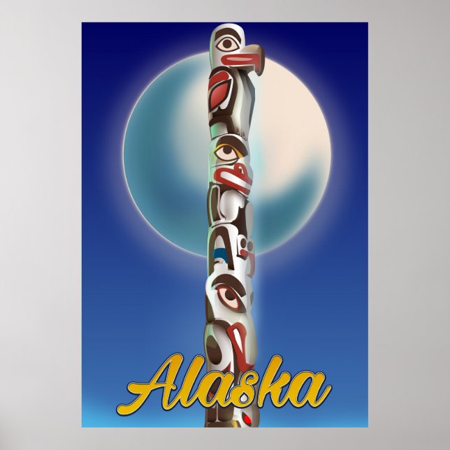 Impressão de viagem do Totem Pole do Alasca (Frente)