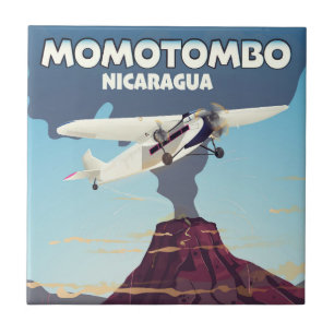 Impressão de viagem do vulcão Momotombo Nicarágua.