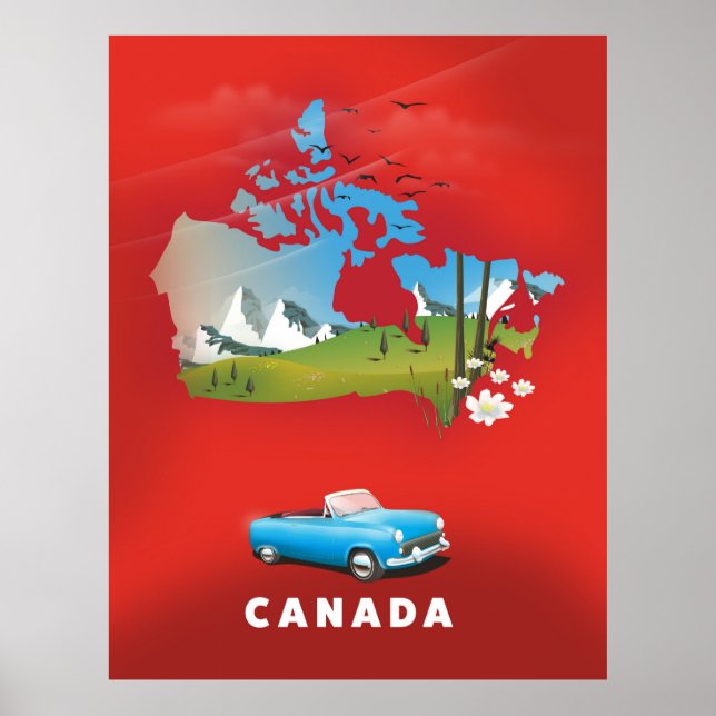 Impressão de viagem ilustrada do Canadá. (Frente)